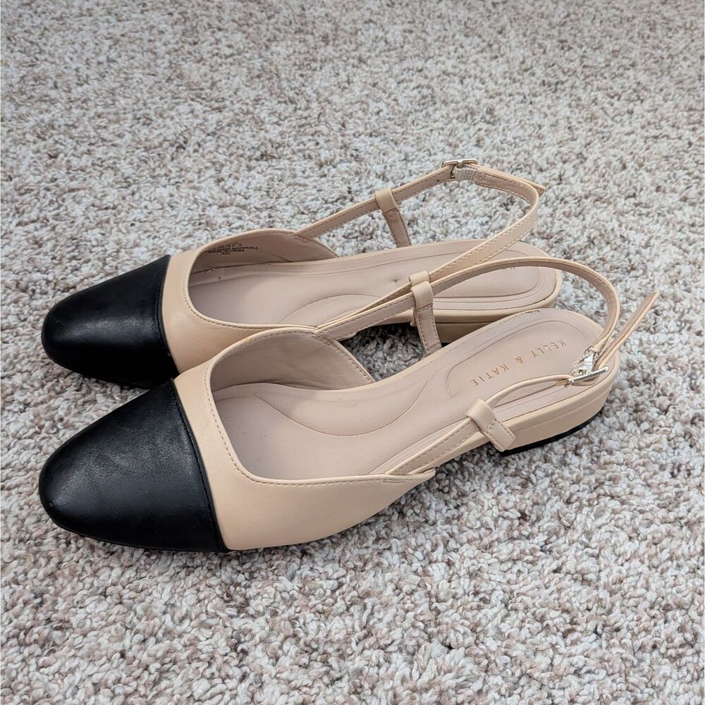 Kelly & Katie Black and Nude Slingback Mules Flats 7M